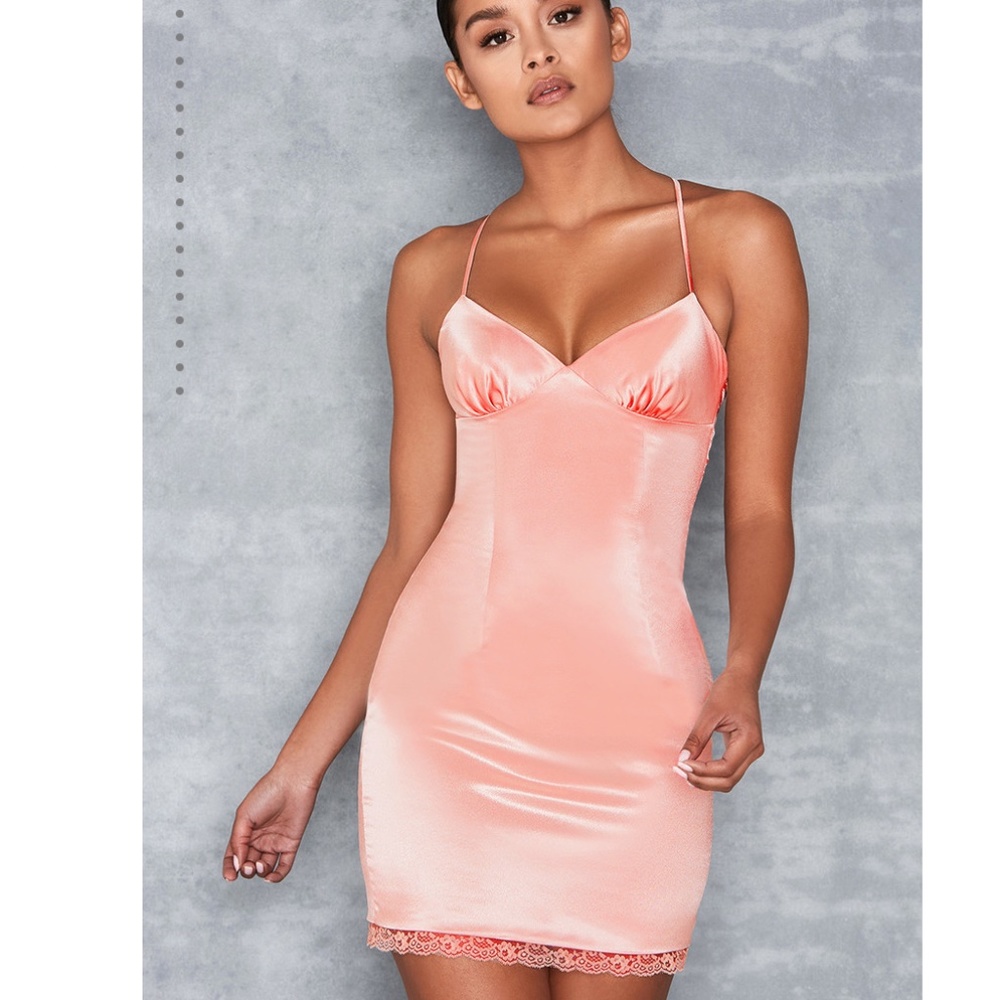 Satin and lace Coral Mini Dress